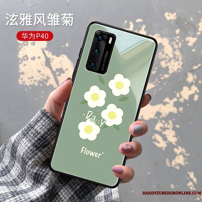 Huawei P40 Coque Charmant Net Rouge Nouveau Luxe Vent Bovins Vert