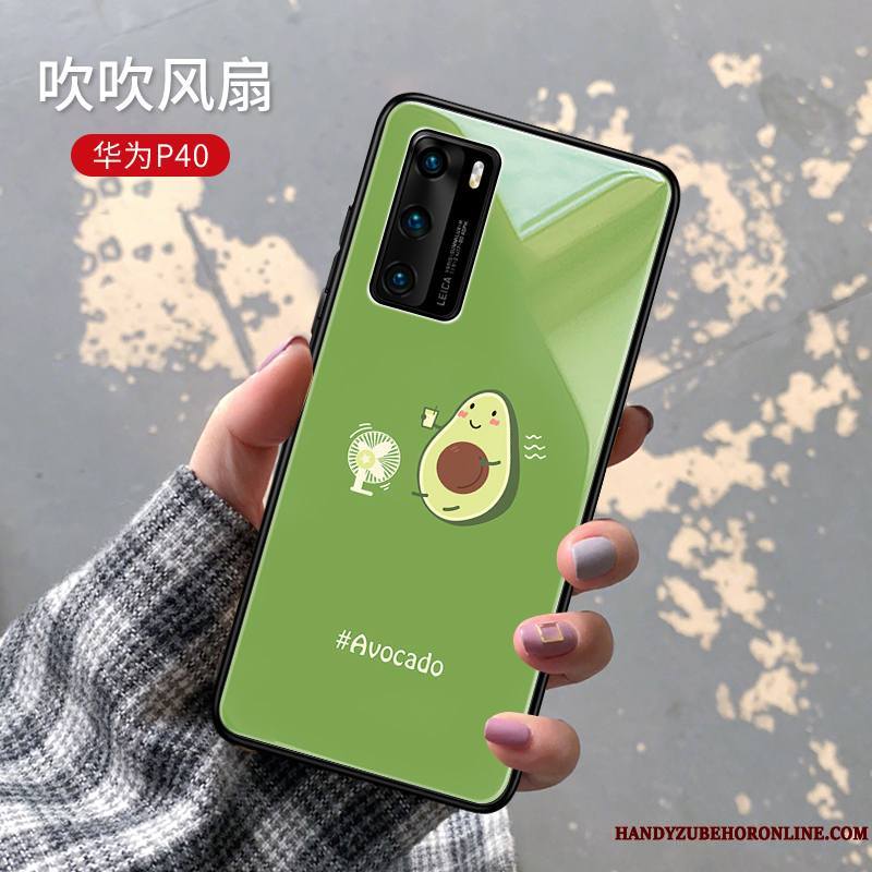 Huawei P40 Coque Charmant Net Rouge Nouveau Luxe Vent Bovins Vert