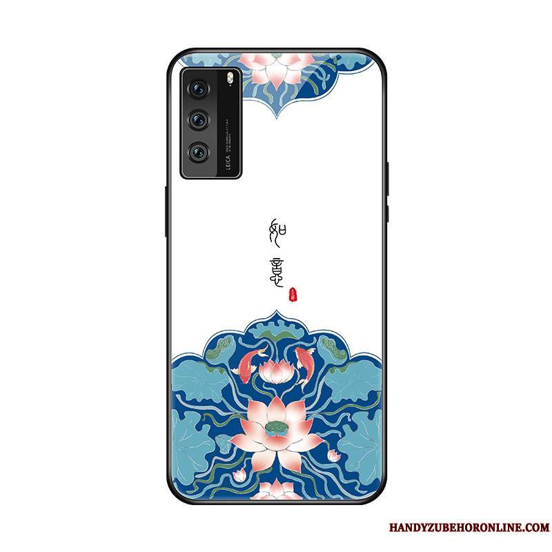 Huawei P40 Coque De Téléphone Net Rouge Protection Miroir Bleu Tendance Personnalité