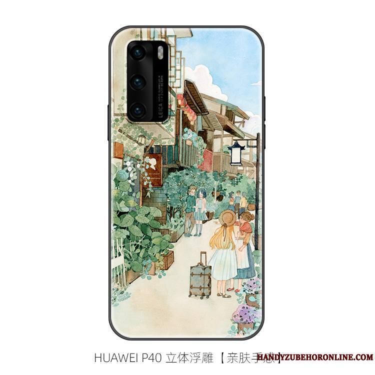 Huawei P40 Coque De Téléphone Personnalité Silicone Original Fluide Doux Art Tout Compris