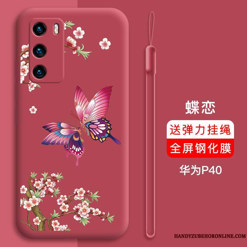 Huawei P40 Coque Personnalité Rouge Bordure Net Rouge Charmant Dessin Animé Tout Compris