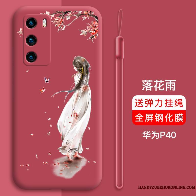 Huawei P40 Coque Personnalité Rouge Bordure Net Rouge Charmant Dessin Animé Tout Compris