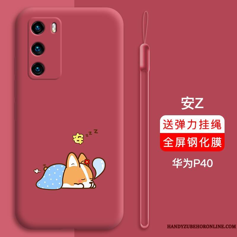 Huawei P40 Coque Personnalité Rouge Bordure Net Rouge Charmant Dessin Animé Tout Compris