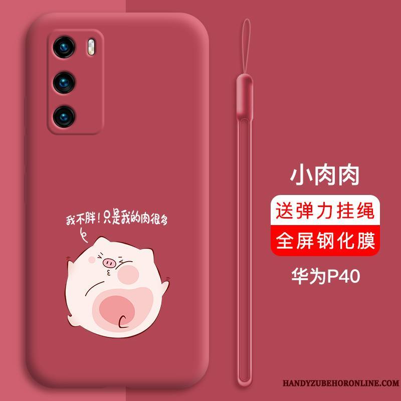 Huawei P40 Coque Personnalité Rouge Bordure Net Rouge Charmant Dessin Animé Tout Compris