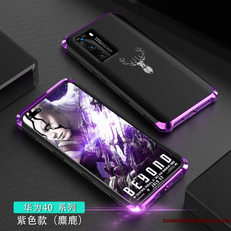 Huawei P40 Créatif Métal Violet Silicone Délavé En Daim Personnalité Coque De Téléphone