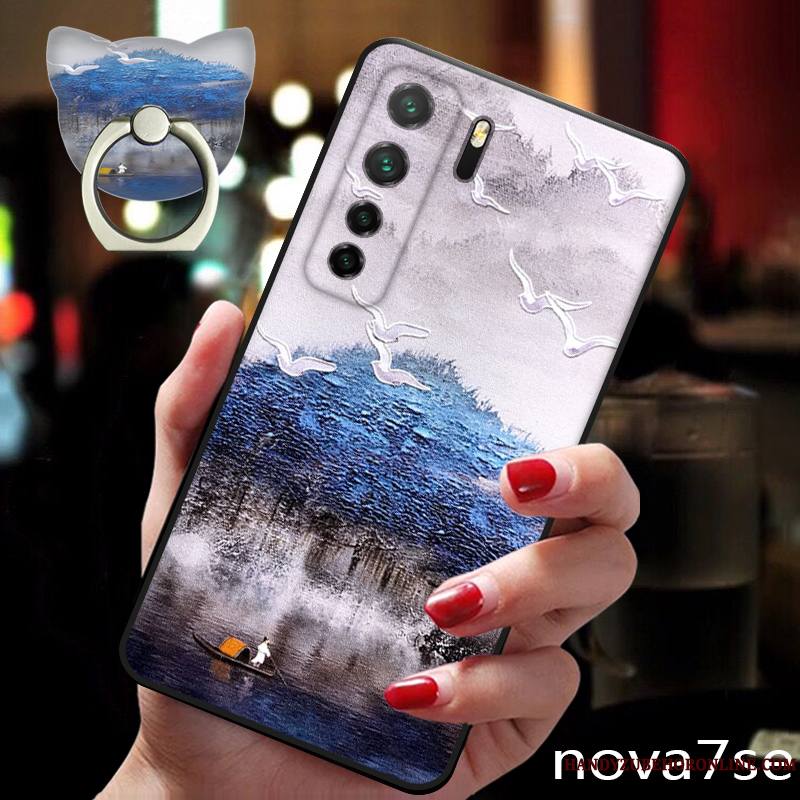 Huawei P40 Lite 5g Coque Tendance Vent Ornements Suspendus Nouveau Bleu Silicone Incassable