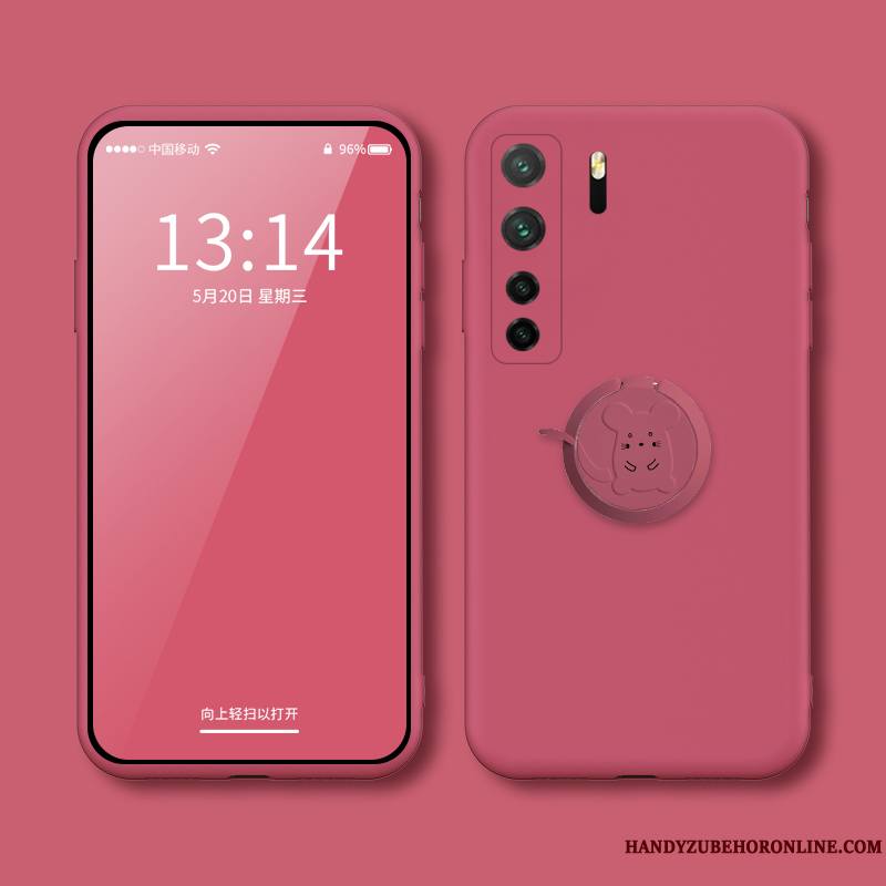 Huawei P40 Lite 5g Fluide Doux Silicone Rose Coque Support Personnalité Créatif