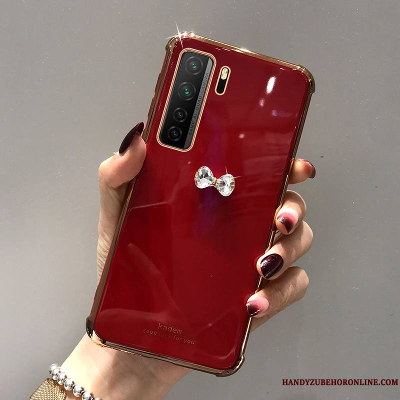 Huawei P40 Lite 5g Tout Compris Luxe Fluide Doux Silicone Incassable Coque De Téléphone Net Rouge