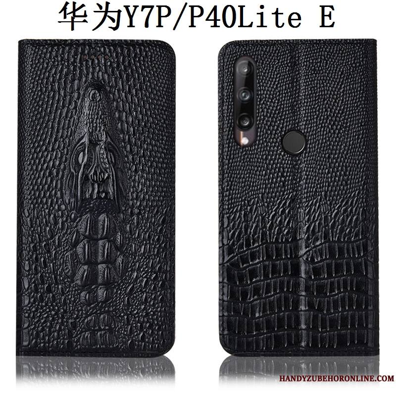 Huawei P40 Lite E Coque Tout Compris Étui Incassable Protection Cuir Véritable Bleu Crocodile