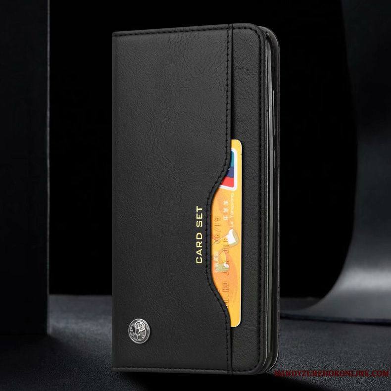 Huawei P40 Lite E Noir Carte Étui En Cuir Plier Coque De Téléphone Housse