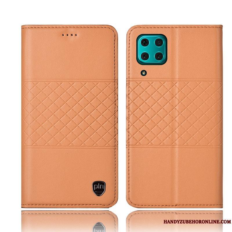 Huawei P40 Lite Housse Coque De Téléphone Protection Incassable Étui Noir Cuir Véritable