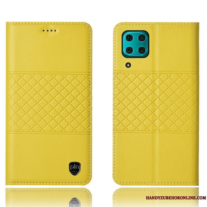 Huawei P40 Lite Housse Coque De Téléphone Protection Incassable Étui Noir Cuir Véritable