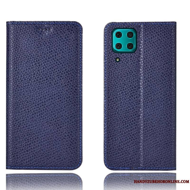 Huawei P40 Lite Incassable Étui En Cuir Housse Modèle Fleurie Coque De Téléphone Bleu Tout Compris