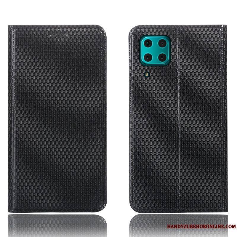 Huawei P40 Lite Noir Modèle Fleurie Étui En Cuir Protection Coque De Téléphone Housse