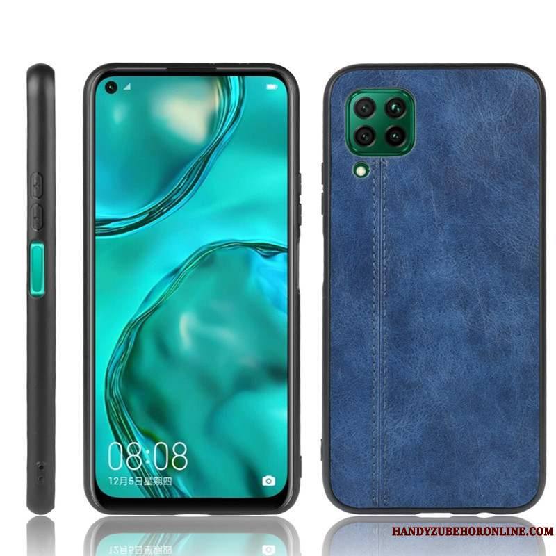 Huawei P40 Lite Protection Étui Coque Fluide Doux Tout Compris De Téléphone Bleu