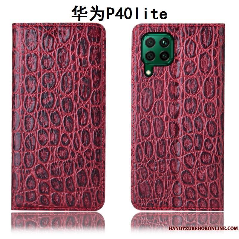 Huawei P40 Lite Tout Compris Incassable Protection Étui En Cuir Coque De Téléphone Rouge