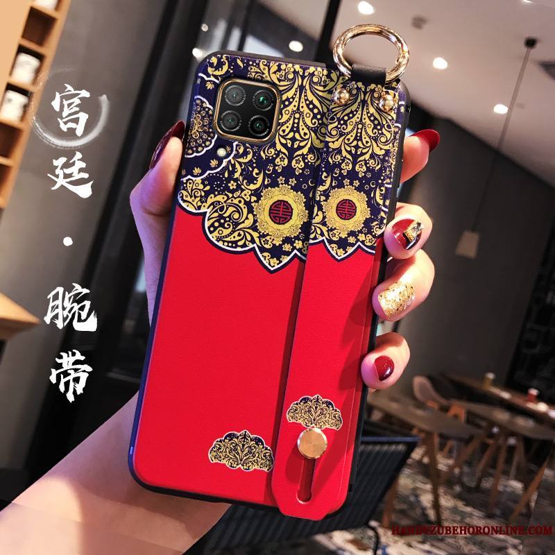 Huawei P40 Lite Vent Coque Style Chinois Rouge Silicone Incassable Tout Compris