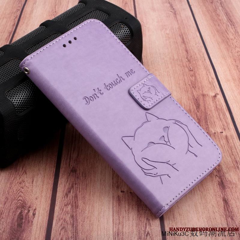 Huawei P40 Lite Étui En Cuir Coque De Téléphone Charmant Violet Chat Silicone Tout Compris