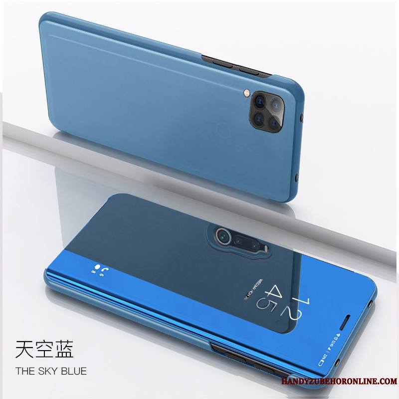 Huawei P40 Lite Étui En Cuir Miroir Transparent Incassable Tout Compris Or Rose Coque De Téléphone