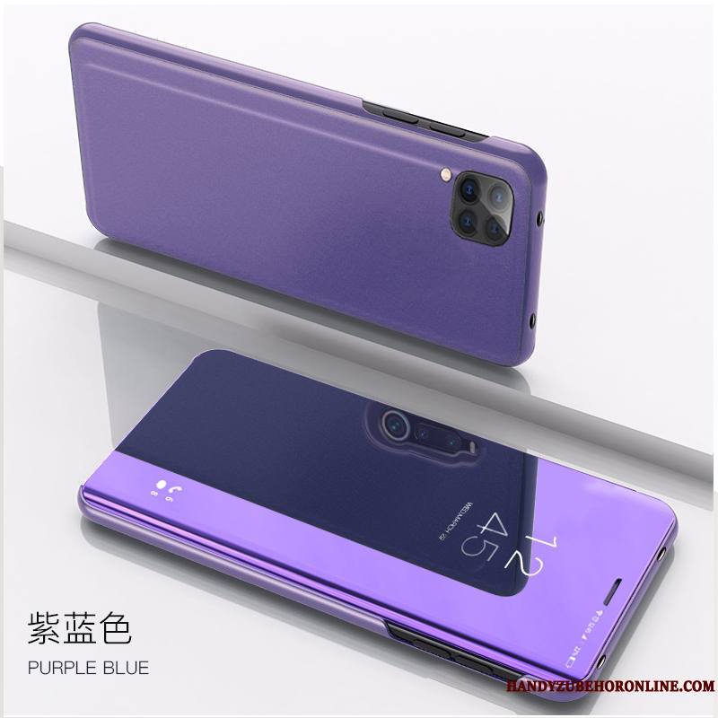 Huawei P40 Lite Étui En Cuir Miroir Transparent Incassable Tout Compris Or Rose Coque De Téléphone