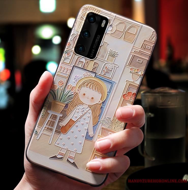 Huawei P40 Marque De Tendance Délavé En Daim Personnalité Tout Compris Dessin Animé Coque De Téléphone Amoureux