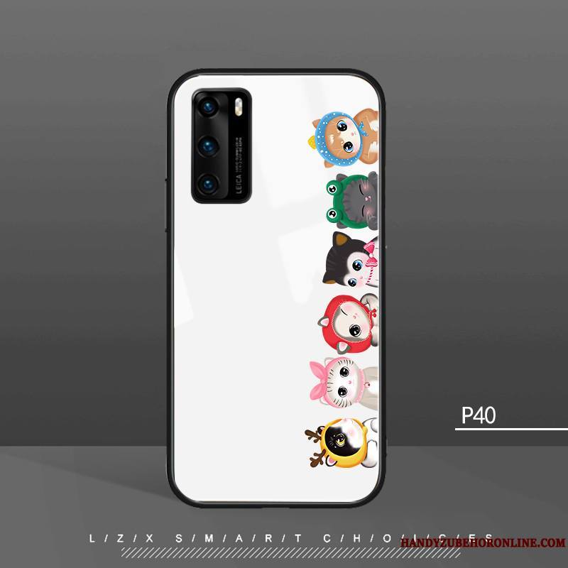 Huawei P40 Net Rouge Tout Compris Blanc Étui Vent Petit Coque De Téléphone