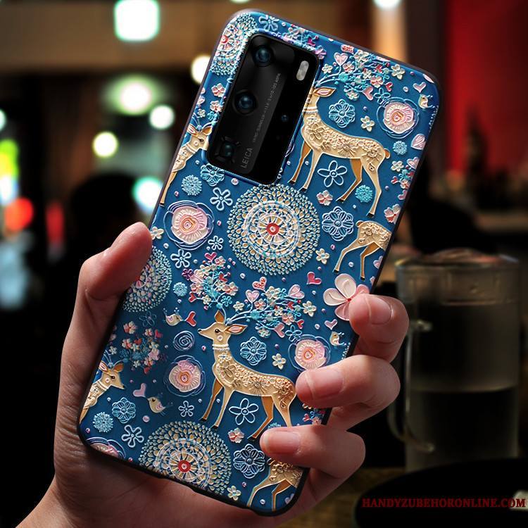 Huawei P40 Pro Charmant Vent Délavé En Daim Créatif Très Mince Net Rouge Coque