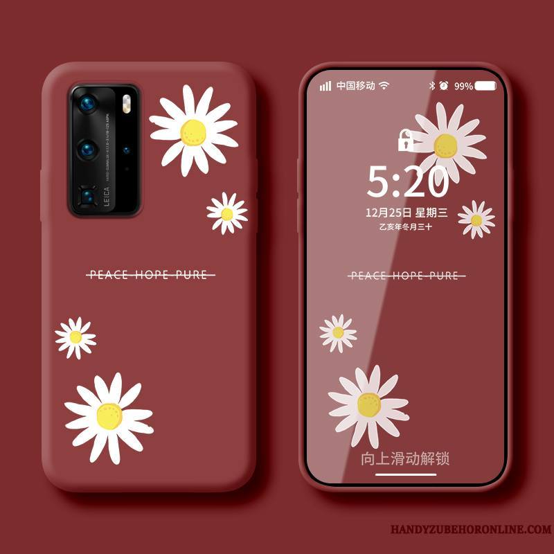 Huawei P40 Pro Coque De Téléphone Étui Personnalité Vent Tendance Frais Net Rouge