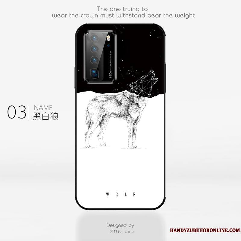 Huawei P40 Pro Coque Mode Verre Personnalité Incassable Art Créatif Simple