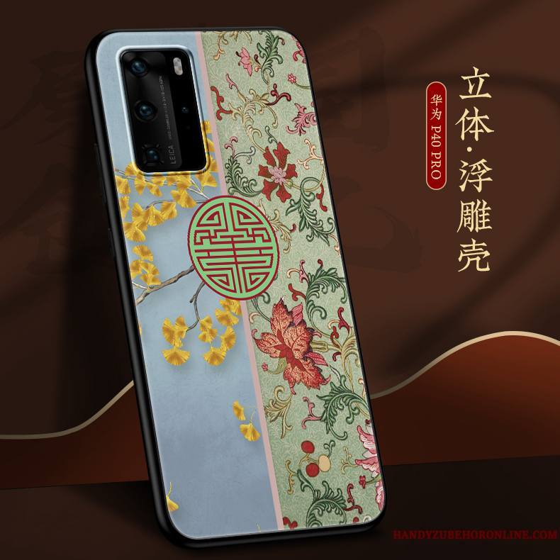 Huawei P40 Pro Coque Très Mince Clair Net Rouge Vent Délavé En Daim Étui Personnalité