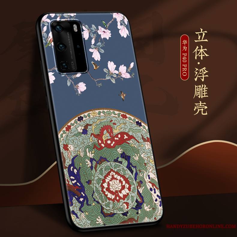 Huawei P40 Pro Coque Très Mince Clair Net Rouge Vent Délavé En Daim Étui Personnalité