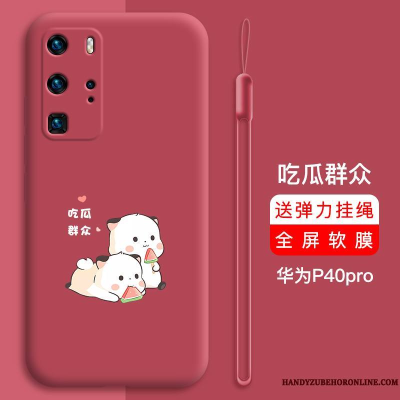 Huawei P40 Pro Rouge Étui Silicone Marque De Tendance Personnalité Coque De Téléphone Tout Compris