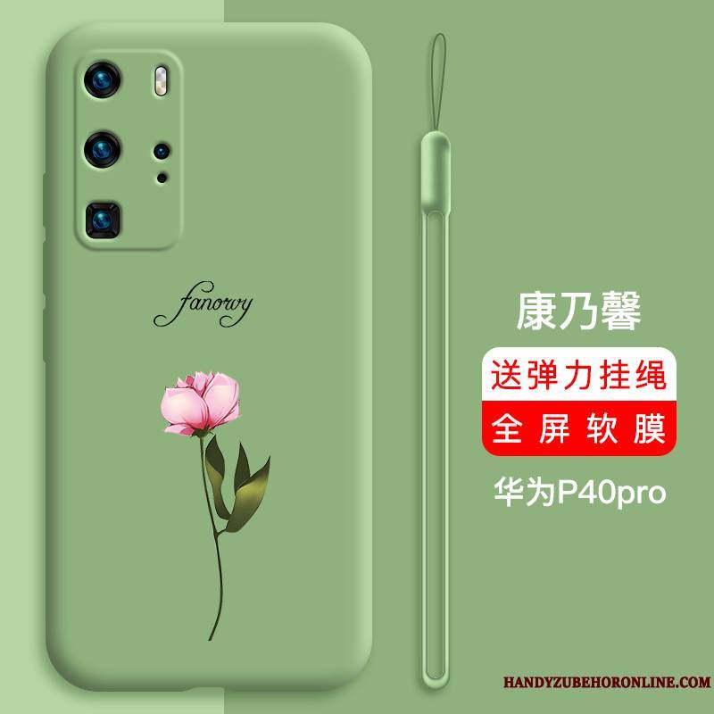 Huawei P40 Pro Rouge Étui Silicone Marque De Tendance Personnalité Coque De Téléphone Tout Compris