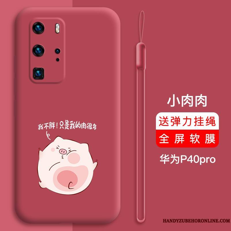 Huawei P40 Pro Rouge Étui Silicone Marque De Tendance Personnalité Coque De Téléphone Tout Compris
