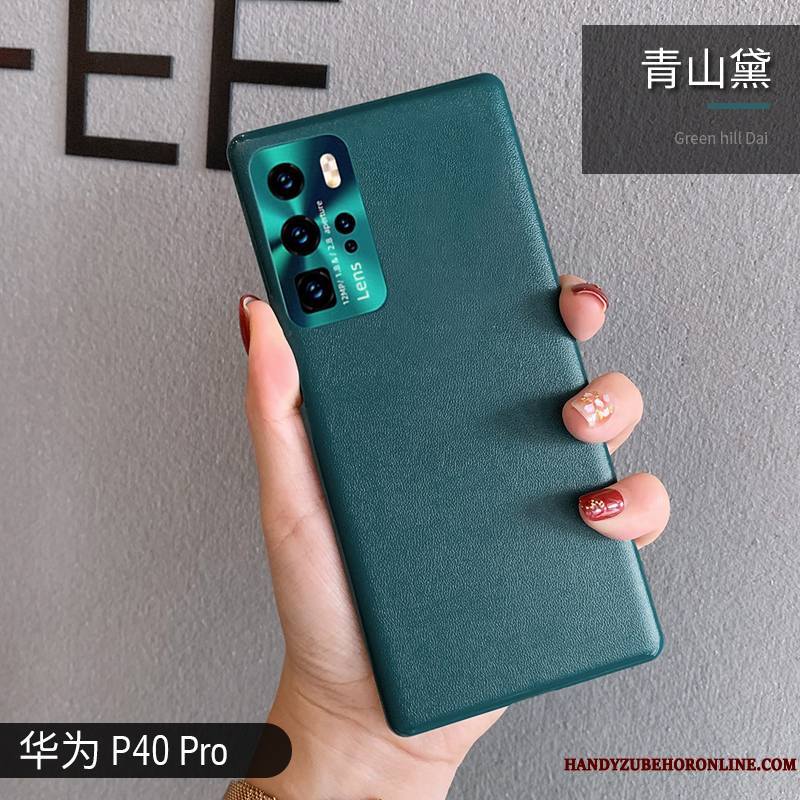 Huawei P40 Pro Tout Compris Vert Coque Étui Très Mince Protection Cuir