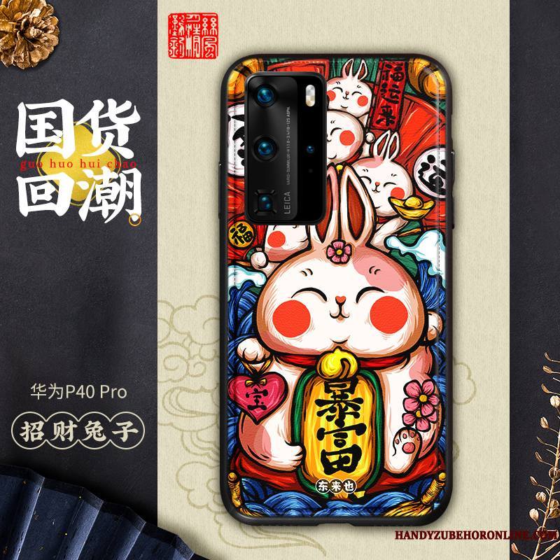 Huawei P40 Pro Téléphone Portable Multicolore Amoureux Coque Étui Cuir Personnalité