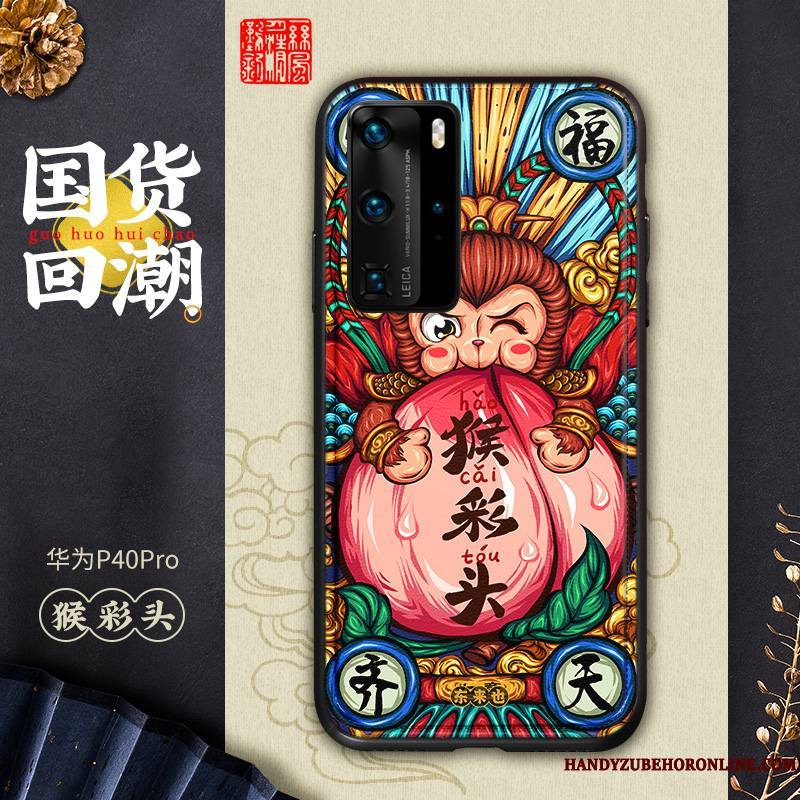 Huawei P40 Pro Téléphone Portable Multicolore Amoureux Coque Étui Cuir Personnalité