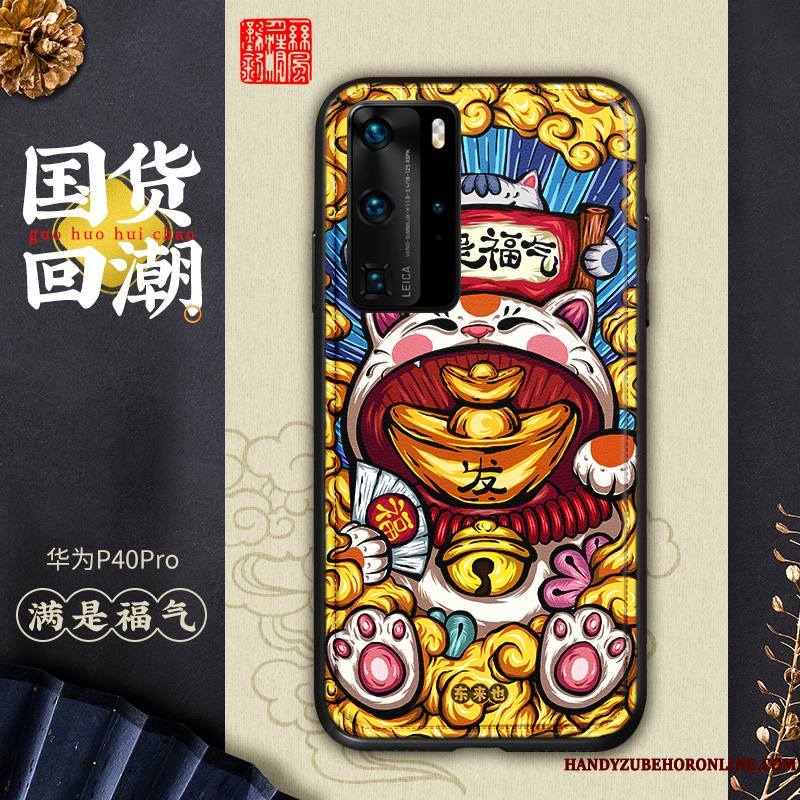 Huawei P40 Pro Téléphone Portable Multicolore Amoureux Coque Étui Cuir Personnalité