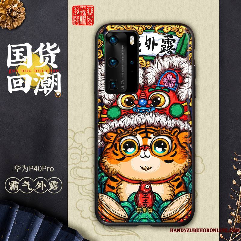 Huawei P40 Pro Téléphone Portable Multicolore Amoureux Coque Étui Cuir Personnalité