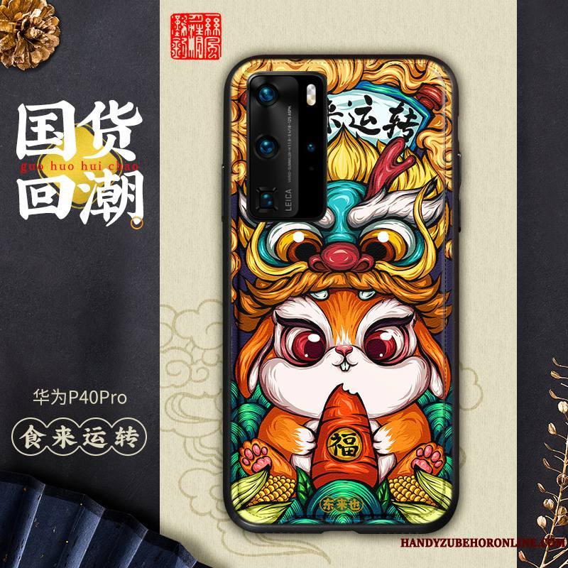 Huawei P40 Pro Téléphone Portable Multicolore Amoureux Coque Étui Cuir Personnalité