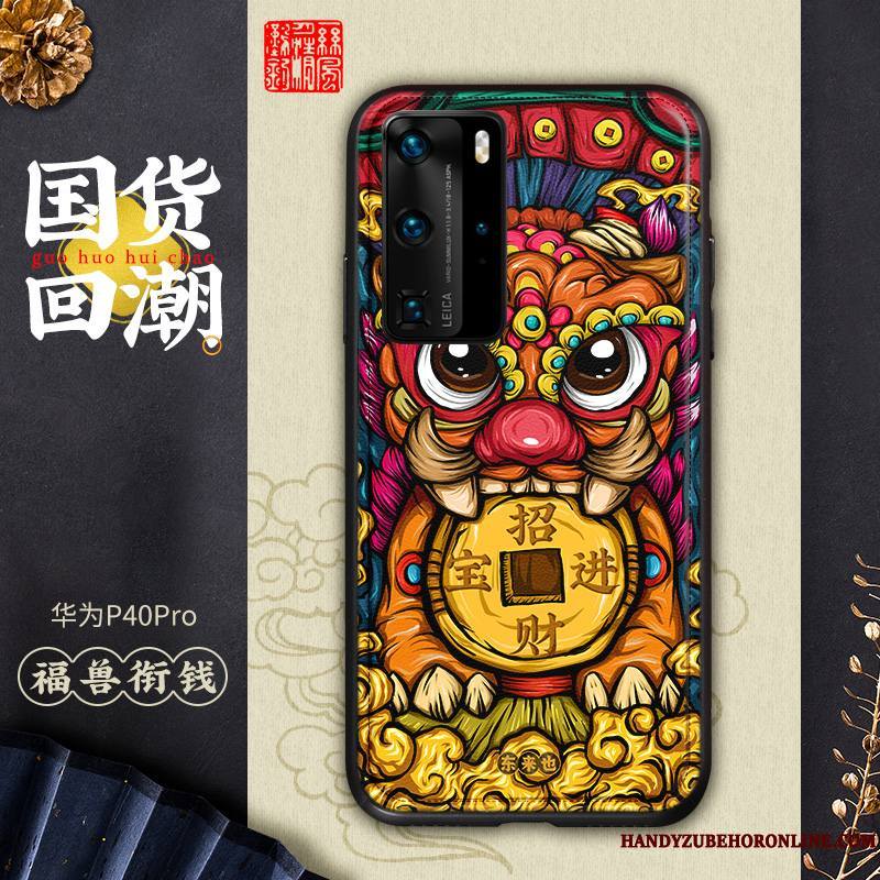 Huawei P40 Pro Téléphone Portable Multicolore Amoureux Coque Étui Cuir Personnalité