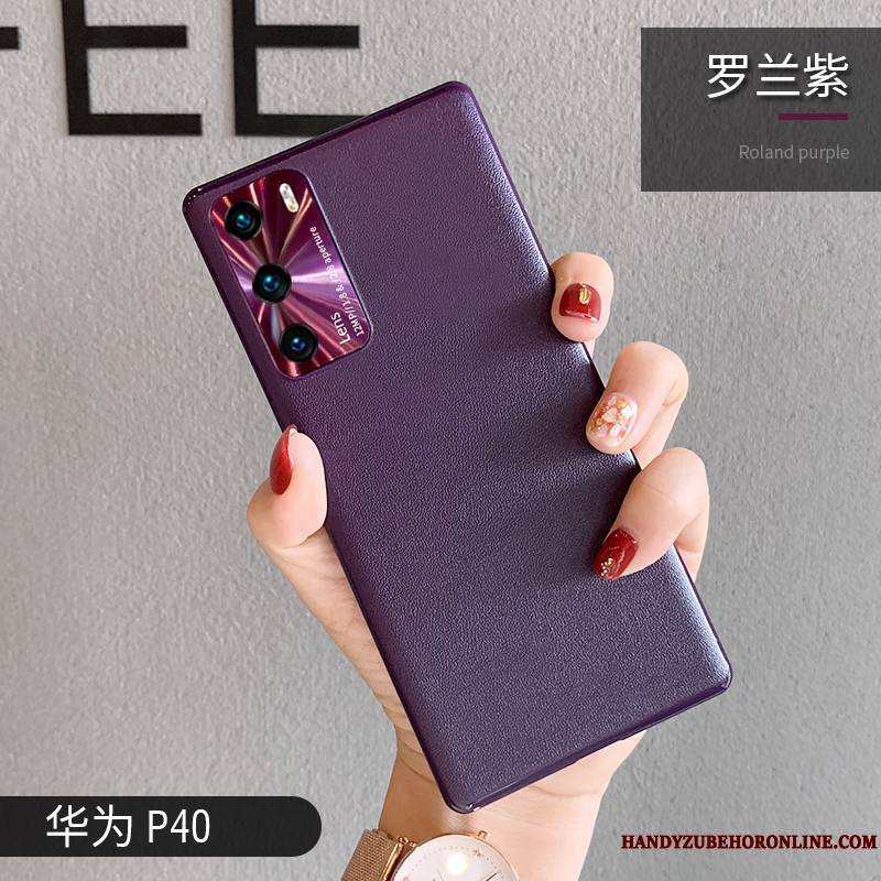 Huawei P40 Protection Incassable Étui Cuir Modèle Fleurie Coque De Téléphone Violet