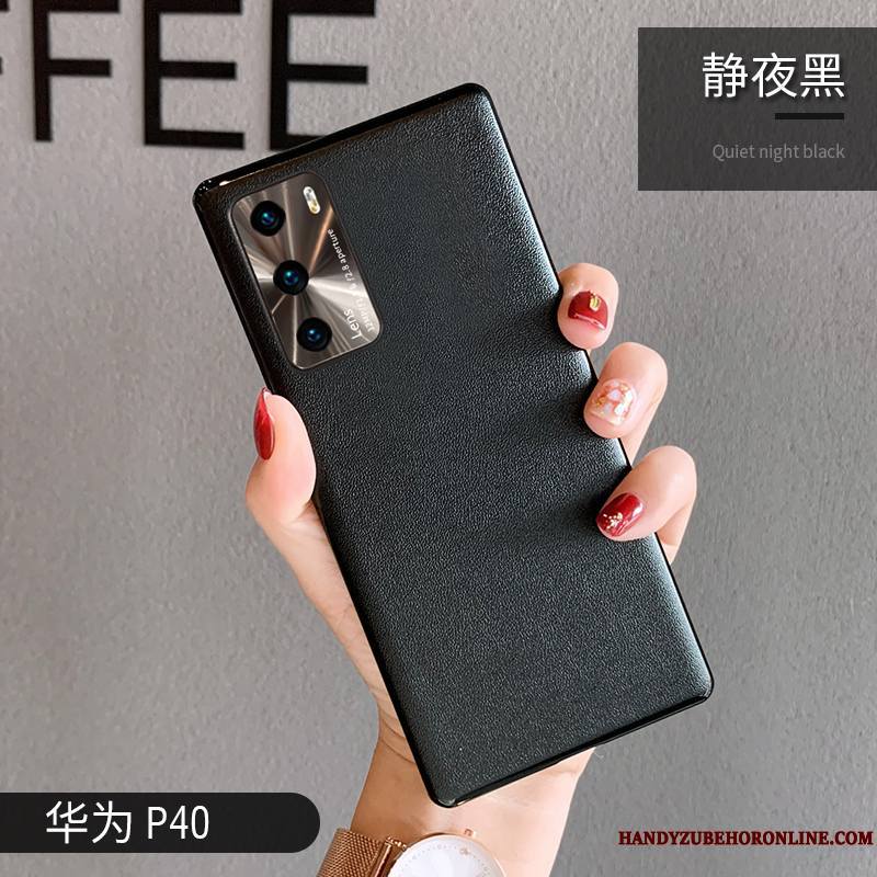 Huawei P40 Protection Incassable Étui Cuir Modèle Fleurie Coque De Téléphone Violet