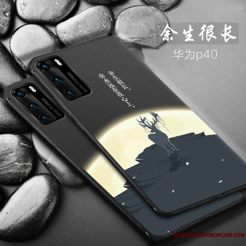 Huawei P40 Tout Compris Silicone Tendance Légère Coque De Téléphone Personnalité Fluide Doux