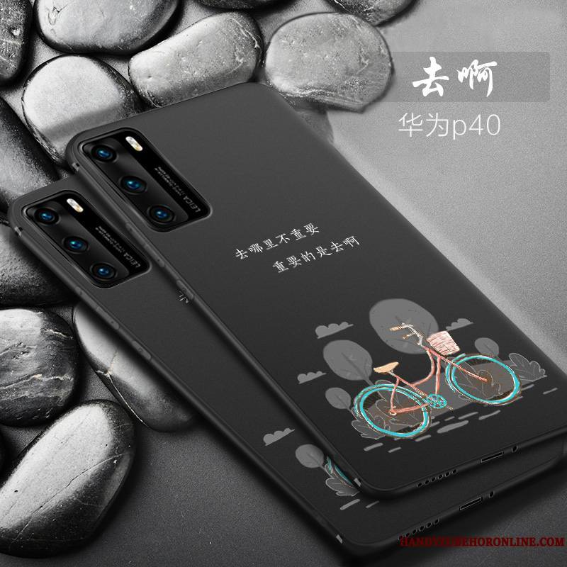 Huawei P40 Tout Compris Silicone Tendance Légère Coque De Téléphone Personnalité Fluide Doux