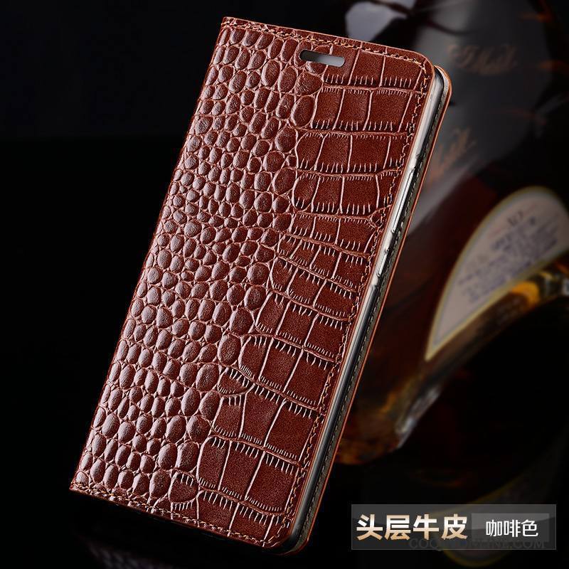 Huawei P8 Coque De Téléphone Protection Clamshell Silicone Cuir Véritable Haute Marron