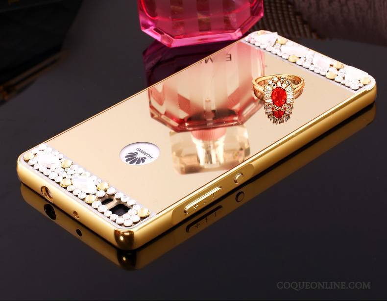 Huawei P8 Coque Haute Étui Border Strass Incassable Rose Protection