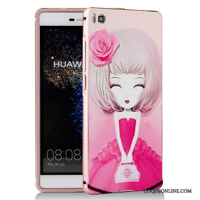 Huawei P8 Coque Métal Dessin Animé Bleu Téléphone Portable Protection Border Étui