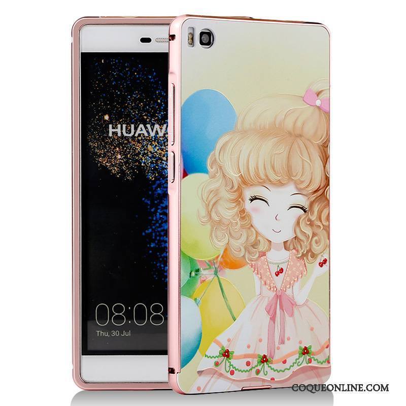 Huawei P8 Coque Métal Dessin Animé Bleu Téléphone Portable Protection Border Étui