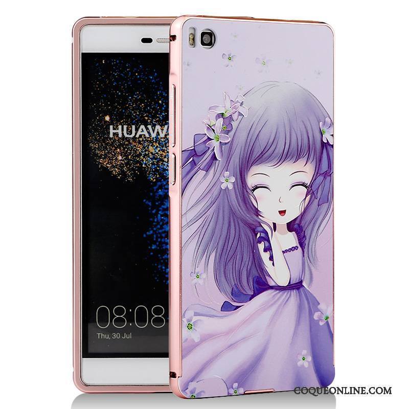 Huawei P8 Coque Métal Dessin Animé Bleu Téléphone Portable Protection Border Étui